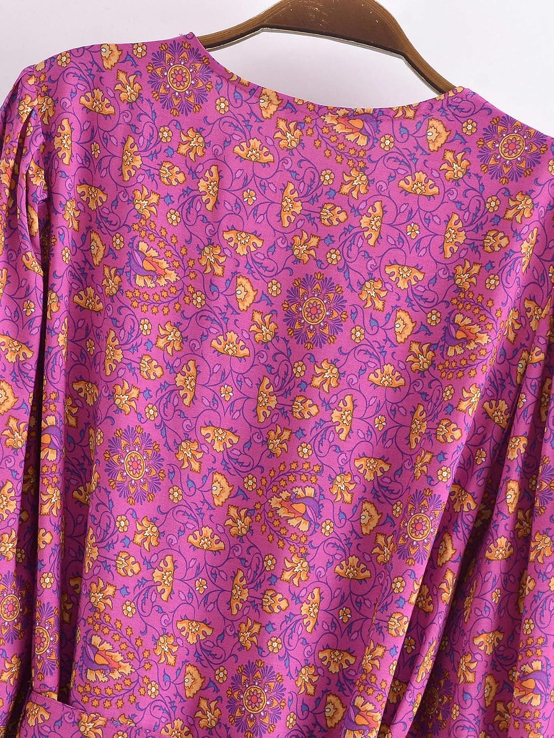 Waterlily Boho Maxi Dress Long Sleeve Casual Summer Dresses for Women Floral Flare Buttons Tie Waist Hippie Bohemian - Image 8