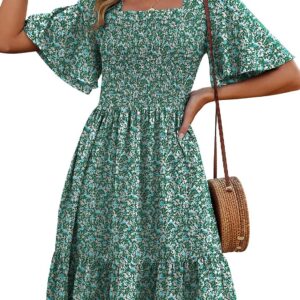 UEAL Womens Floral Spring Dresses Sundresses Square Neck A-Line Summer Wedding Guest Dress 2026
