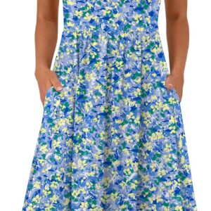 ANRABESS Women’s Summer Short Sleeve A-Line Midi Dresses Casual Floral T-Shirt Dresses Flowy Beach Sundress with Pockets