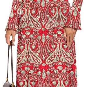 AUSELILY Women’s Maxi Dress Bodycon Elegant Petal Long Sleeve V Neck A-Line