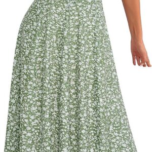 YATHON Women’s Summer Midi Corset Boho Dresses Fall Casual Floral Spaghetti Straps Lace Up Dress Flowy Aline Beach Sundress