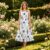 Ladies Floral Sleeveless Maxi Round Neck A-Line Tank Dress White