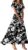 Ladies Short Puff Sleeve V Neck Floral Boho Dresses Flared Flowy Chiffon Maxi Dress Summer Beach Holiday Sundress for Women