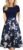 Womens Elegant Criss-Cross V Neck Vintage Short Sleeve Work Casual Party Swing Tea Dress with Pockets DS978, Blue Floral, Medium