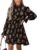 CUPSHE Women’s A-Line Mini Dress Flowy Swing Ditsy Floral Print Long Sleeve Round Neck Smocked Fall Party Casual Dress