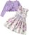 Kids Girls Dress and Cardigan Set Butterfly Floral Sleeveless Tank Sundress Solid Long Sleeve Ruffle Coat Girl Autumn Spring Clothes 2Pcs Outfit