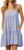 Summer Mini Dresses for Women UK Square Neck Striped Spaghetti Strap Sundress Tiered Ruffle Hem Casual Loose Fit Beach Short Dress for Everyday Outdoor Wear with Side Pockets