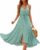 BROVAVE Women Casual Summer Boho Polka Dot Spaghetti Strap V Neck Flowy Midi Dress