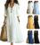 Women’s Bohemian Style Floral Maxi Dress Ruffle Trim V Neck Long Sleeve Dress Casual Loose Dresses for Beach Vacation