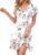 WNEEDU Women’s Summer V Neck Ruffle Sleeve Dress