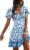 Dresses for Women UK Summer Casual Floral Printed V Neck Mini Dress Fashion Short Sleeve Short Dresses Leisure Trendy Sundress Comfy Loose Fit Holiday Beach Outfits