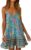 Womens Boho Floral Printed Dress Summer Sleeveless Adjustable Strap Beach Mini Dress with Pockets