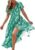 CUPSHE Women Summer Wrap Maxi Dress – Casual Split Flared Sleeve V-Neck Ditsy Dress with Tie Waist Ruffle