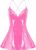 Women Skater Mini Dress Slim Fit A-line Dresses PVC Wet Look Leather Lace Patchwork Babydoll Chemise