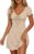 Women’s Short Sleeve Mini Dress Drawstring Slim Fit Solid Color Front Ruched Short Deep V Neck A Line Tshirt Dresses