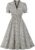 Wellwits Women’s Collared V Neck Shirred Ditsy Floral Vintage Dress