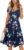 VOTEPRETTY Womens Summer Dresses Casual Floral V Neck Short Sleeve Sundress with Pockets Button Decor