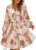 ZESICA Womens Fall Floral Mini Dress 2025 Long Sleeve Button Down Chiffon A Line Flowy Short Shirt Dresses with Belt