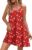 Zeagoo Spaghetti Strappy Summer Dress for Women UK Boho Dresses Floral Slip Dress Casual Beach Sundress V Neck Knee Length Sleeveless Minidress