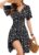 WNEEDU Womens Summer Dresses Wrap Waist V Neck Elegant