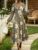Women’s Autumn/Winter Cross-Neck Waist-Defining Dress Leopard Print Long-Sleeve Dress with Sophisticated Appeal