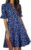 Mokayee Women Summer Dress V Neck Ruffle Short Sleeve Knee Length Church Wedding Guest Dresses with Pockets