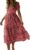 Women’s Floral Short Sleeve Midi Dress Square Neck Tiered Casual Summer Flowy Dress