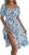 GORGLITTER Women’s Floral Flared Midi Milkmaid Dresses Square Neck Puff Sleeve Smocked Flowy Midi A Line Dress