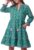 Kedera Womens Casual Mini Dress Long Sleeve Floral Ruffle V Neck Summer Loose Boho Babydoll Dresses with Pockets