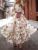 Womens Maxi Dress Boho Chiffon Floral Printed Round Collar Neck Long Dresses LYQ38