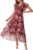 Simplee Womens Summer Floral Maxi Dress 2026 Short Sleeve V Neck Belted Mesh Hem Split Flowy Beach Wedding Guest Dresses