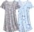 Ekouaer 2 Pack Nightgowns for Women V Neck Sleepshirt Print Pajama Dress